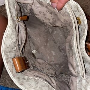 white and tan Large Hamilton Michael Kors bag